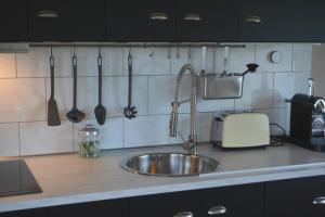 Η κουζίνα ή μικρή κουζίνα στο Ferienhaus Grafenland +10 φωτογραφίες