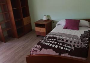 1 dormitorio con 1 cama, vestidor y mesita de noche en Piso Auditorio Ourense, en Ourense