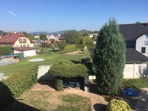 an overhead view of a garden with a tree at Pension Barborka in Jičín