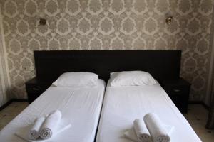 カバルジンカにあるAhilles Palaceのベッド2台(白いタオル付)