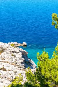 a view of the blue ocean from a cliff at Apartments La Flor in Brela