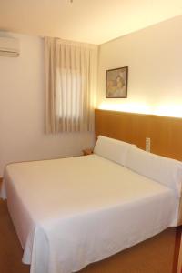 Pokój hotelowy z białym łóżkiem i oknem w obiekcie Hostal Palouet de Segarra w mieście Masoteras
