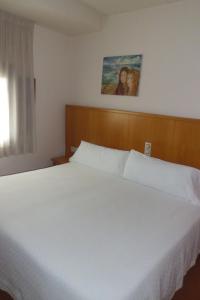 a large white bed in a bedroom with a window at Hostal Palouet de Segarra in Masoteras