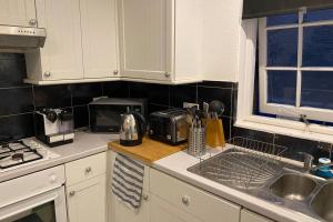 een keuken met een wastafel en een magnetron bij The Regency Apartments in Brighton & Hove