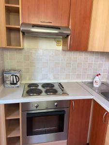 a kitchen with a stove and a counter top at Apartment Aquareumal Fojnica in Fojnica