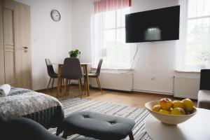 Televízia a/alebo spoločenská miestnosť v ubytovaní Apartament Nectar Pond