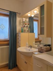 a bathroom with a sink and a mirror at B&B Ai Larici in Bocenago