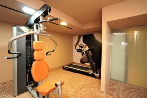 a room with a gym with a treadmill at Hotel & Spa Xalet Bringue in Ordino