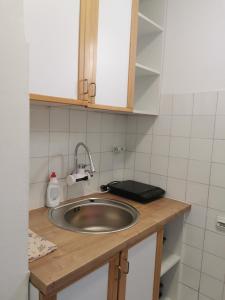 a kitchen counter with a sink and a counter top at Apartman Centar in Aleksandrovac +17 photos
