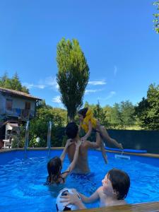 a group of people playing in a swimming pool at Il Giardino Delle Noci in La Casinina