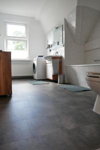 een badkamer met een wastafel en een toilet bij Ferienwohnung Werenberg Goslar in Goslar
