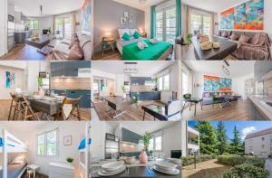 a collage of photos of a living room and dining room at Little Big Vacations - Fairytale Factory in Bussy-Saint-Georges