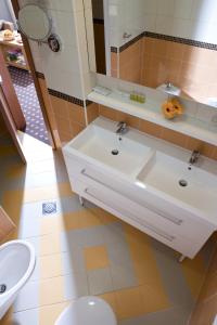 a bathroom with a sink and a toilet at Hotel Aquapark Žusterna in Koper