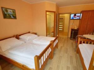- une chambre avec 2 lits, une table et une télévision dans l'établissement D.W MAGURKA, à Rycerka Górna