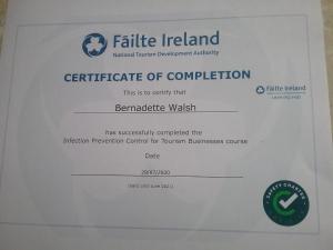 a fake ireland certificate of computation on a paper at Rocksberry Bed & Breakfast in Castlebar