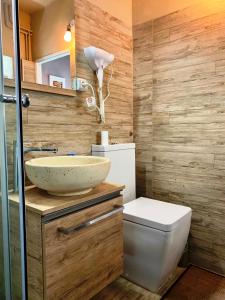 een badkamer met een wastafel en een toilet bij casa la valle in San Fedele Intelvi