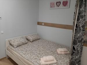 Posteľ alebo postele v izbe v ubytovaní Apartment Cherry Bratislava & free parking