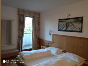pokój hotelowy z łóżkiem i oknem w obiekcie Hotel Rosa Resort w mieście Cavareno