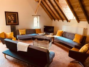 a large living room with couches and a tv at Hotel Colonie 7 in Merksplas