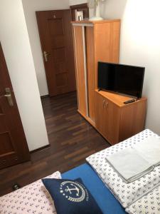 Telewizja i/lub zestaw kina domowego w obiekcie Łabędź Jastarnia