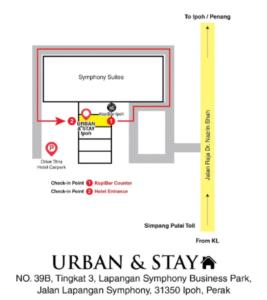 a floor plan of the entrance to the ubm and stay at UrbanStay Industrial in Ipoh