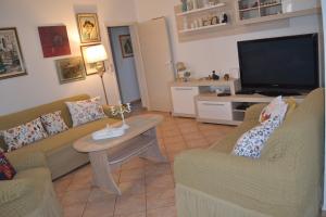 a living room with two couches and a tv at Apartments Lucija in Srima