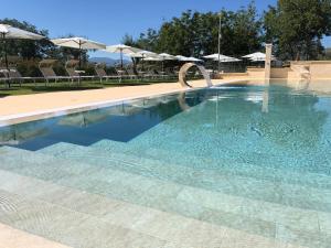 uma grande piscina com água azul em Il poggio degli antichi sapori em Paternopoli