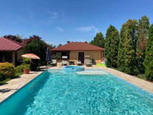 a swimming pool in front of a house at Kuća na dan Villa Holiday in Sakule