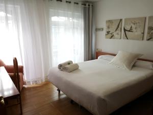 a hotel room with a bed and a window at Hostal Carbonara in A Coruña