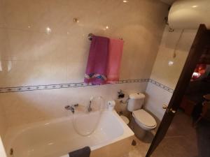 馬塔拉斯卡尼亞斯的住宿－Entre pinos y playa，带浴缸、卫生间和盥洗盆的浴室