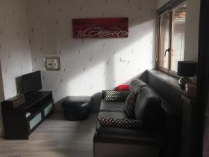 sala de estar con sofá y TV en Appartement duplex chez Sandra, en Ottrott