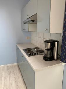 a kitchen with a stove and a counter top at Zenitude in Jumet +11 photos