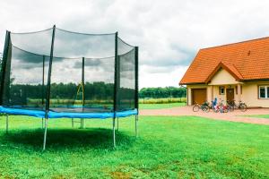 a trampoline in the grass in a yard at IKA in Biskupiec