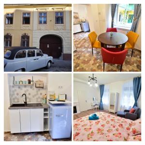 a collage of pictures of a kitchen and a living room at **Best Location** for Good Vibes - City Center in Sibiu