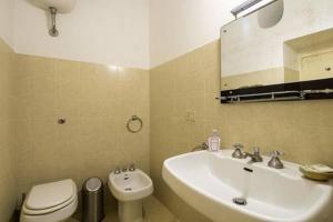 een badkamer met een wastafel, een toilet en een spiegel bij Casa Particular Luxury in Palermo +27 foto's