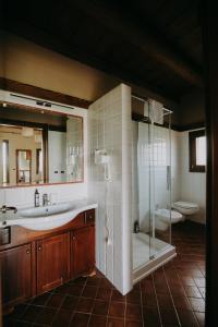 Monteveglioにあるコルテ ダイボのバスルーム(シャワー、洗面台、トイレ付)