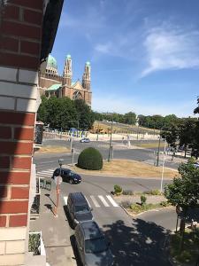 a street with cars parked in front of a building at Brussel House Basilic in Brussels