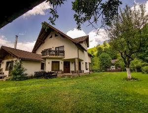 a house with a green yard in front of it at Bucuria Muntelui in Bran