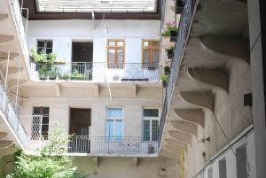 an overhead view of an apartment building with balconies at Stylish Studios Apartment in the City Center with Air Conditioning in Budapest