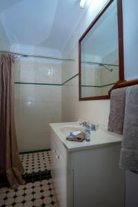 a bathroom with a sink and a mirror at Longreach Most Central Motel in Longreach +79 photos