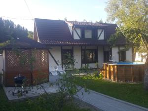 a house with a swimming pool in the yard at У Насті in Yaremche