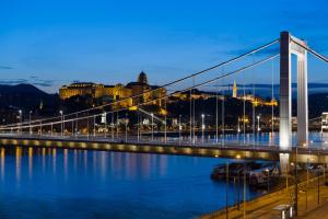 a bridge over water with a city in the background at Hotel Vision Budapest by Continental Group in Budapest +37 photos
