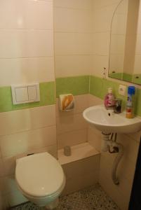 bagno con servizi igienici e lavandino di Sweetdream Hostel a Charkiv