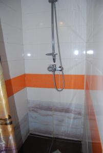 a shower with a hose in a bathroom at Sweetdream Hostel in Kharkiv