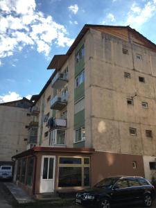 a building with a car parked in front of it at Apartamente Gildo 16 in Borşa +3 photos