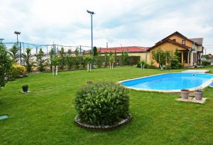 a yard with a swimming pool and a house at Neferprod Apartments - IS - CAM 01 in Timişoara