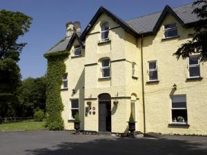 una gran casa amarilla con una hiedra creciendo en ella en Carrygerry Country House, en Shannon