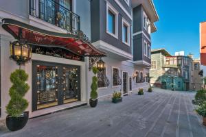 a building with a store front with potted plants on a street at The Million Stone Hotel - Special Category in Istanbul