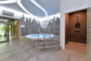 a bathroom with a hot tub and a walk in shower at L'éclos des vignes - Appartements haut de gamme avec Spa in Bergheim