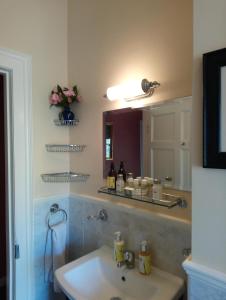 a bathroom with a sink and a mirror at Kilmokea Garden Suite in New Ross